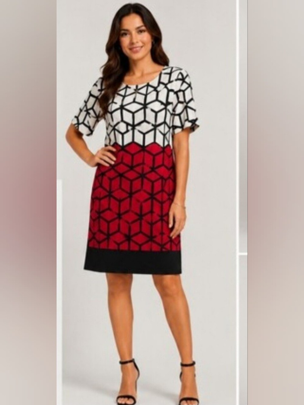R&K Geometric Colorblock Dress Large